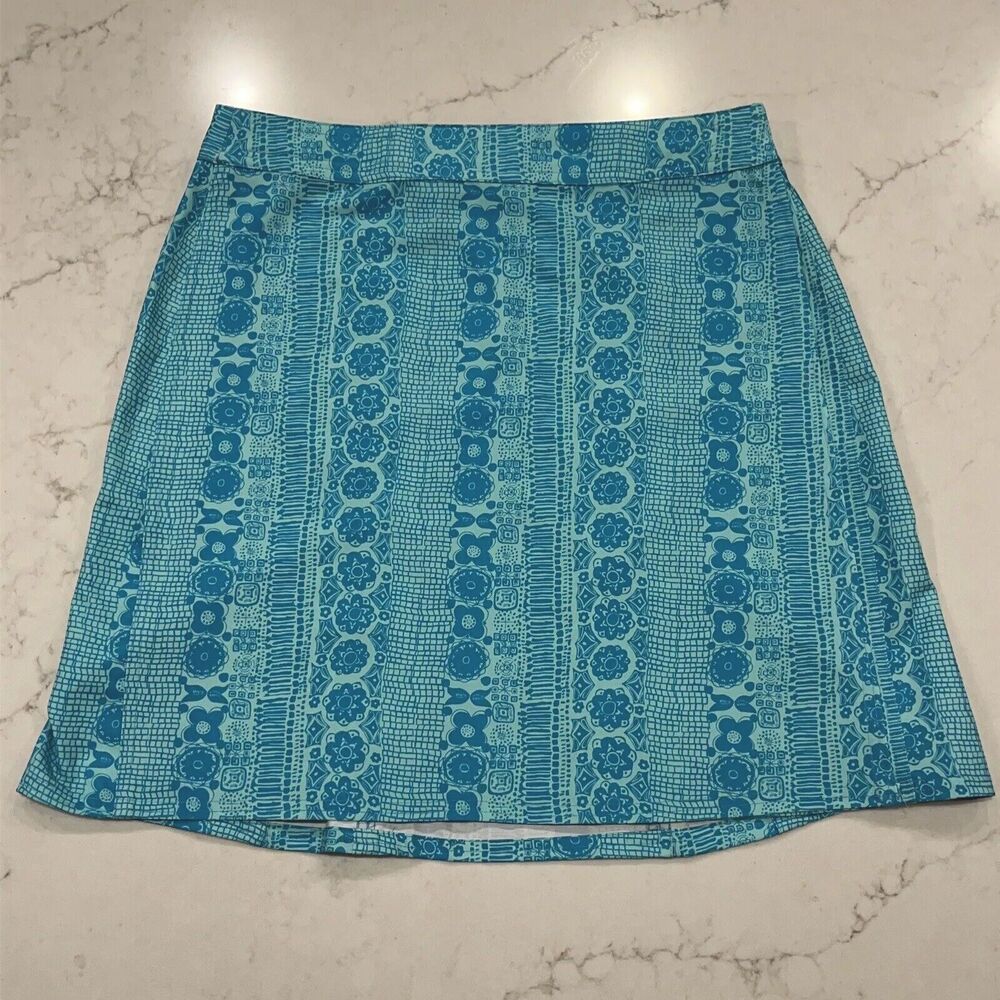 Rip Skirt Hawaii Sz M Aqua Blue Print Wrap Above Knee Length 2 Easy On Cover Up